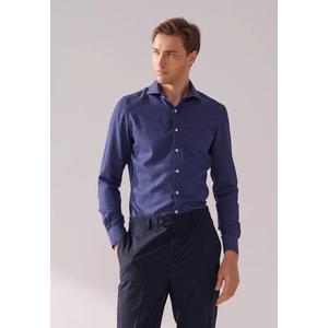 Темно-синяя и белая текстурированная рубашка slim fit