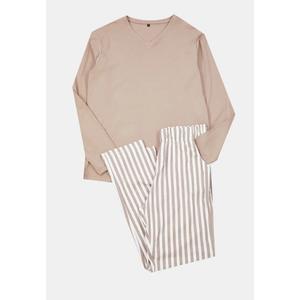 Мужской пижамный комплект Mink Regular Fit с полосатым трикотажем из 100% хлопка THMAW21PT0715