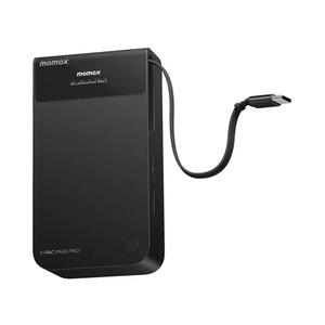 Momax 1-PAC Pass Pro+ 10000mAh 3-в-1 гибридный GaN пауэрбанк со встроенным выдвижным кабелем (45 Вт) — Black черный