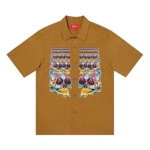 Рубашка на пуговицах Supreme Skulls с коротким рукавом 'Светло-коричневый'