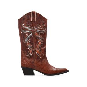 Ковбойские сапоги Rodeo Bow с тиснением под кожу змеи