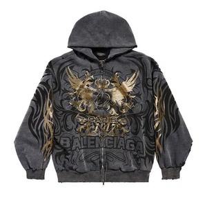 Топы Balenciaga Zip-Up Hoodie 'Super Faded Wash Blk'