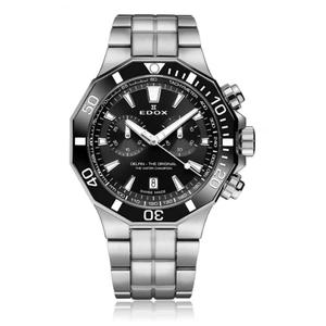 Мужские часы EDOX Delfin Chronograph с черным циферблатом (10112-3NM-NIN)