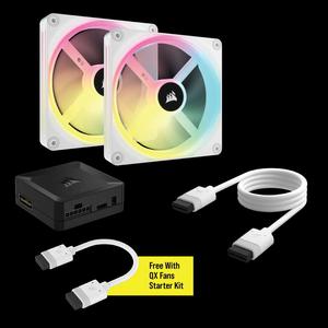 Corsair iCUE LINK QX140 RGB Starter Kit 140 мм PWM вентилятор — белый (двойной комплект)