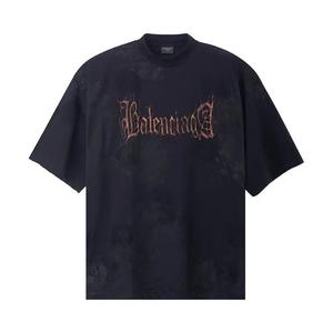 Футболки Balenciaga Oversized T-Shirt с металлическим принтом «Черный»