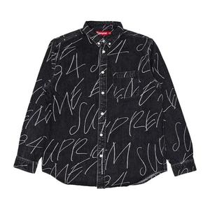 Рубашки на пуговицах Supreme Handwriting Jacquard Denim Shirt 'Washed Black'
