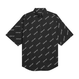 Рубашки на пуговицах Balenciaga Allover Script Logo Button Down Shirt «Чёрный»