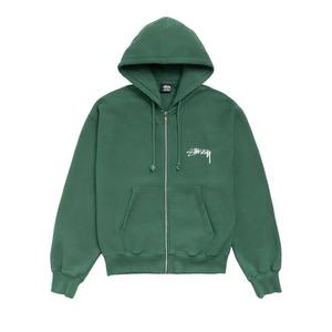 Худи Stussy Stack Zip Hoodie Pigment Dyed 'Pine'