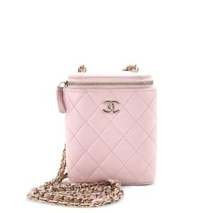 Маленькая сумка на плечо Vertical Classic Vanity Case with Chain Quilted Caviar