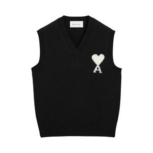 Свитеры Ami Black Sleeveless Wool Sweater With De Coeur 'Black/Off White'