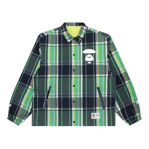 Куртки AAPE Moonface двусторонняя клетчатая куртка 'Green/White'