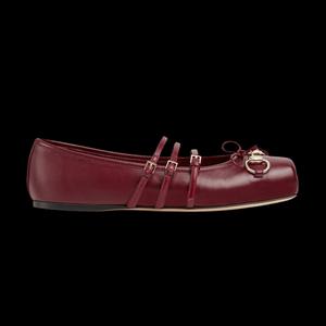 Балетки Gucci Wmns Horsebit Three-Strap Ballet Flats 'Россо Анкора'