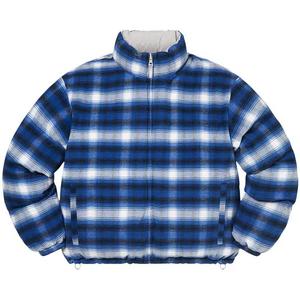 Пуховики Supreme Flannel Reversible Puffer Jacket «Серый»