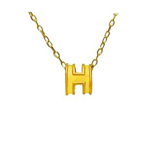[SPECIAL] LITZ 999 (24K) Gold H Charm with 14K Gold Plated 925 Silver Chain H牌项链 EPC0145-SN