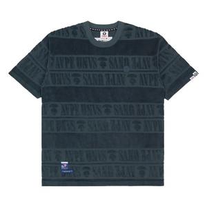 Футболка AAPE Moonface Embroidered Fleece Tee 'Серый/Синий'
