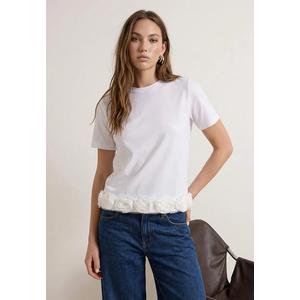 Футболка с коротким рукавом Ecru Regular/Normal Fit с аксессуарной деталью, 1% хлопок, трикотаж, Twoss26Ts54