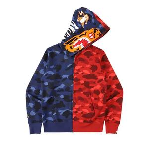 Молнии BAPE Color Camo Tiger Shark Half Full Zip Hoodie 'Navy'