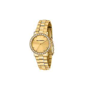 【Гарантия 2 года】KARL LAGERFELD 33mm Женские золотые кварцевые часы с кристаллами R0553100503