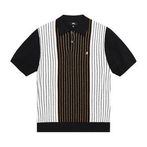 Поло Stussy Textured Short-Sleeve Polo Sweater 'Черная полоса'