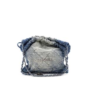 Маленькая сумка-хобо 22 Chain Quilted Denim