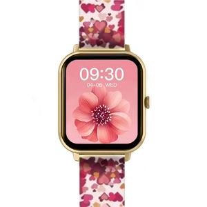 Специальные ко Дню святого Валентина IOS/Android SmartWatch золотого цвета с 2 резиновыми ремешками
