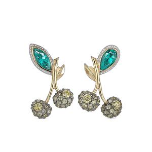 Серьги Cherry Stud из желтого золота с камнями