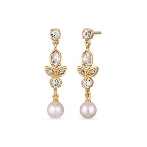 Блестящие серьги-гвоздики с жемчугом Swarovski® – серебро с золотым покрытием
