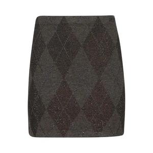 Юбки Alexander Wang A-Line Skirt With Argyle Crystal Hotfix 'Коричневый'