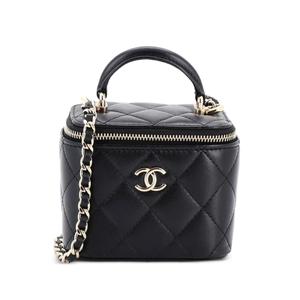 Стеганая мини-сумка через плечо Classic Top Handle Vanity Case с цепочкой