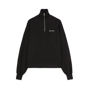 Полузастежки Palm Angels Logo Embroidered Half Zip Sweatshirt 'Черный/Белый'