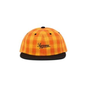 Бейсболки Supreme Script Logo 6-Panel 'Orange Plaid'
