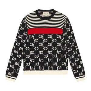 Свитера Gucci GG And Stripes Knit Sweater 'Темно-синий/Белый'