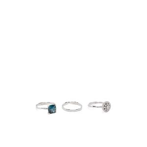 Кольцо с топазом и бриллиантами из белого золота 18K