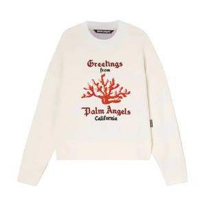 Свитера Palm Angels Coral Mix Knit Crewneck 'Белый/Красный'