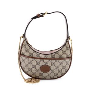 Сумка-хобо Interlocking G Patch Half Moon GG с покрытием из холста мини