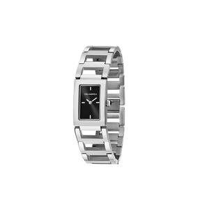 【2 года гарантии】KARL LAGERFELD Paris Collection 21X36mm Женские серебряные и черные квадратные часы-браслет на кварцевом механизме R0553103506