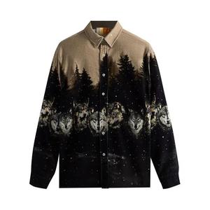 Рубашки Kith Printed Wolves Cord Ludlow Shirt 'Black'