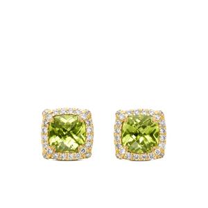 Серьги Chatelaine из желтого золота с бриллиантами и перидотом (5 мм)