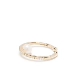 Серьга-кафф Sea of Beauty из желтого золота с бриллиантами и жемчугом
