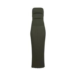 Мидди-платья Christopher Esber Slashed Knit Sunray Strapless Dress 'Kombu'