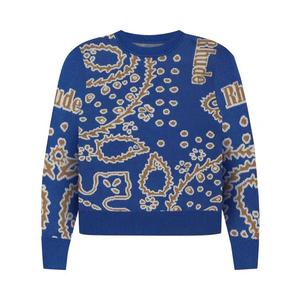 Круглые воротники Rhude Bandana Knit Crewneck «Синий/Загар/Крем»