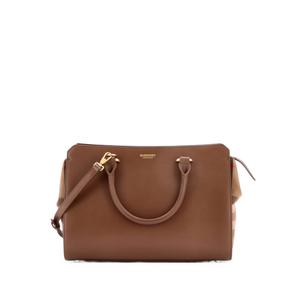 Banwell Leather and House Check Canvas Small tote bag