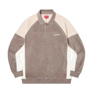 Поло Supreme Paneled Velour Long-Sleeve Polo «Light Brown»