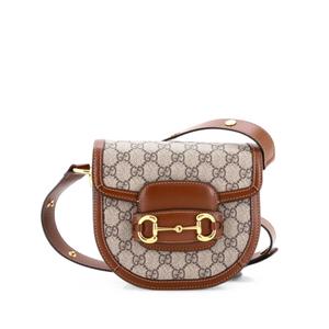Мини-сумка через плечо Horsebit 1955 Rounded Shoulder Bag GG Coated Canvas and Leather