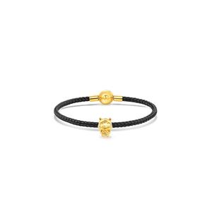 THE Mix Collection 999.9/24K Чистое золото 12 Знаков зодиака Шарм Черный стальной трос Застежка Браслет Набор L1-B649G