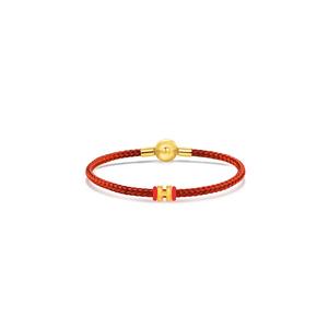 THE Mix Collection 999.9/24K Чистое Золото Мини H Шарм Красный Стальной Трос Застежка Браслет Набор L11-B804