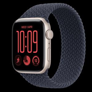 Apple Watch SE 3 44 мм, GPS, алюминий, Starlight, ремешок Navy Blue Braided Solo Loop