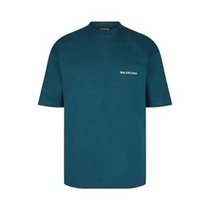 Футболки с коротким рукавом Balenciaga Embroidered Logo Medium Fit T-Shirt 'Petrol Blue/White'
