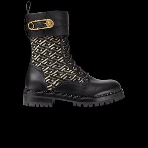 Ботинки Versace Wmns Safety Pin La Greca Leather Boot 'Черный'