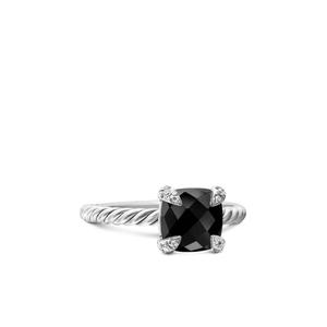 Серебряное кольцо Chatelaine с ониксом и бриллиантами (8 мм)